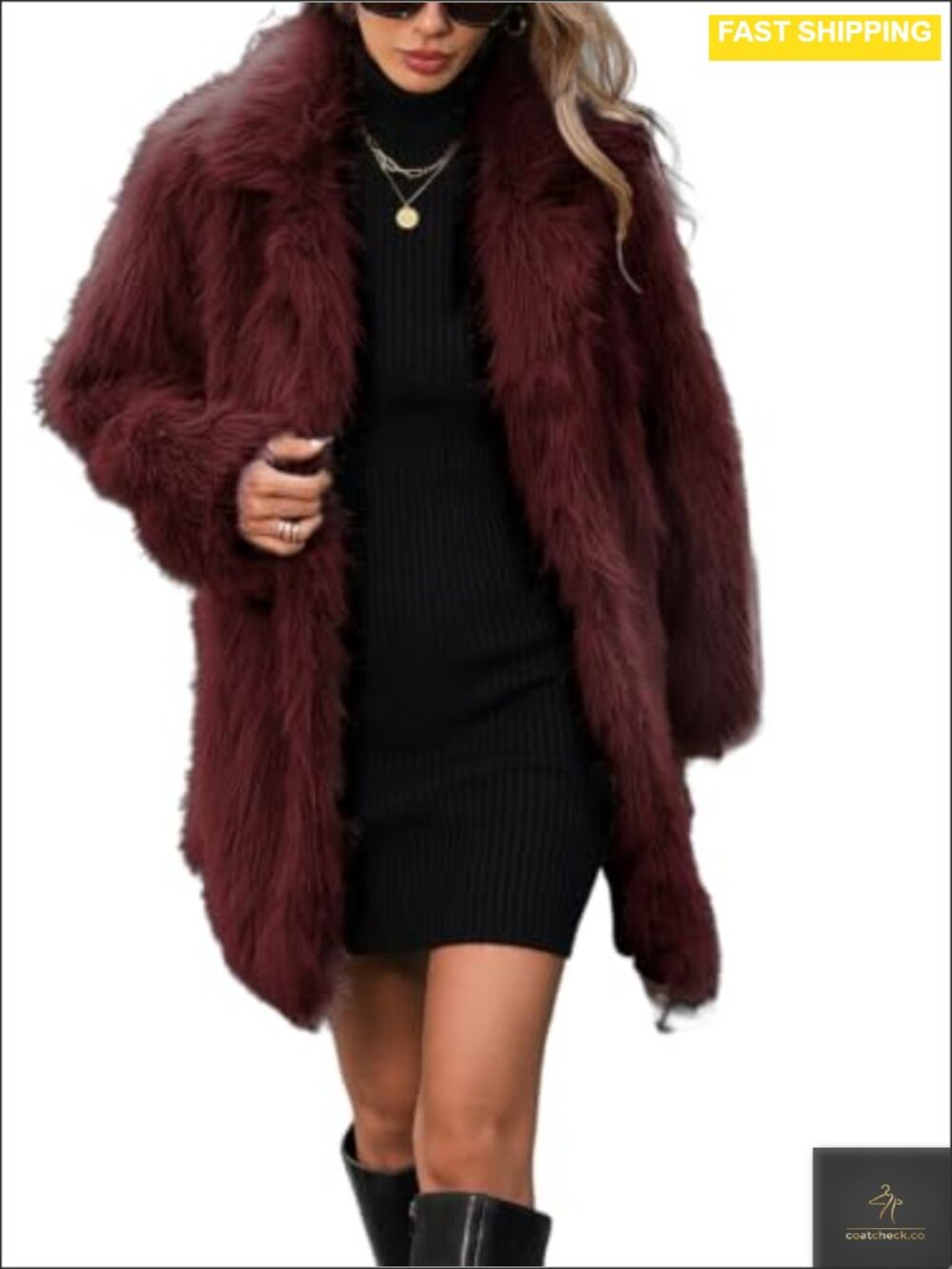 Faux Fur Long Coat Button Down Fleece Jacket